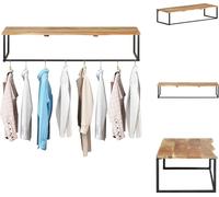 vidaXL Armario con borde natural de 100x35x22 cm, fabricado en madera de acacia maciza, con ganchos y soporte para abrigos