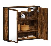 vidaXL - Espejo de baño con armario, roble ahumado, 65x20x60 cm, material de madera