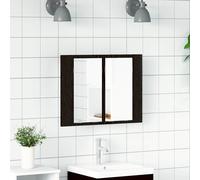 vidaXL Armario de baño con espejo Roble Negro 60x12x45 cm montado en pared