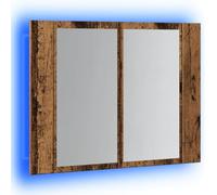 vidaXL Armario con espejo LED de madera ingeniería envejecida 60x12x45 cm