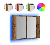vidaXL Armario con espejo LED de madera ingeniería envejecida 60x12x45 cm
