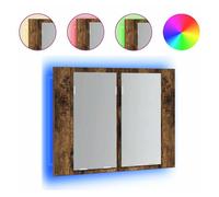 vidaXL Armario con espejo LED madera roble ahumado 60x12x45 cm