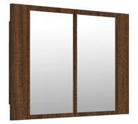 vidaXL Armario con Espejo y LED Madera Color marrón Roble 60x12x45 cm, Armario de baño con Espejo, Mueble de baño, Armario con Espejo LED