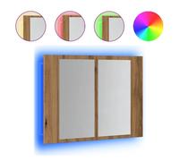 vidaXL Armario espejo de baño con luz LED acrílico 60x12x45 cm en color Negro/Gris hormigón/Madera antigua y más | almacenamiento funcional diseño moderno para baño dormitorio sala
