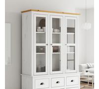 vidaXL Armario con puertas de vidrio BODO madera de pino blanco marrón