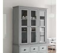 vidaXL Armario con puertas de vidrio BODO madera maciza pino gris