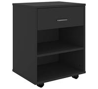 vidaXL Armario con Ruedas Cajonera Estantería Estante Oficina Habitación Muebles Mobiliario Almacenamiento de Madera Contrachapada Negro 46x36x59 cm