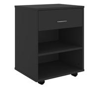 vidaXL Armario con ruedas Cajonera y estantería Madera contrachapada Negro 46x36x59 cm