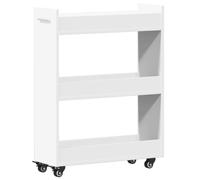 vidaXL Armario con Ruedas Madera de ingeniería Blanco 60x22x79 cm, Armario Auxiliar, Armario de almacenaje, Organizador del hogar, aparador, aparador