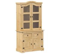 vidaXL Armario con vitrina Corona – madera maciza de pino – 100x48,5x179 cm