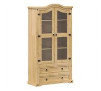 vidaXL Armario con vitrina Corona – Madera maciza de pino 99×43×187 cm