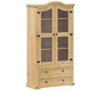 vidaXL Armario con vitrina Corona – Madera maciza de pino 99×43×187 cm