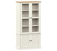 vidaXL Armario con vitrina Vigo madera maciza pino blanco 85x35x170 cm