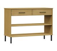 Vidaxl Armario Consola Pata Metal Madera Maciza Pino OSLO Marrón Brown