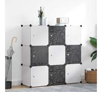 vidaXL Armario cubo organizador con 9 compartimentos negro y blanco