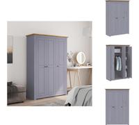 vidaXL Armario de 3 puertas, color gris, 118 x 50 x 171,5 cm, madera de pino, serie Panama - Armarios