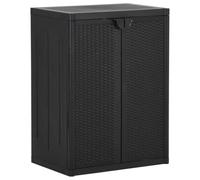 vidaXL Armario de Almacenaje de Jardín Estante Cobertizo Herramientas Alacena Patio Terraza Balcón Organizador Muebles PP Ratán Negro 65x45x88 cm