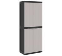 vidaXL Armario de almacenaje exterior PP 65x37x165 cm en color Negro/Gris y negro | almacenamiento funcional diseño moderno para baño dormitorio sala