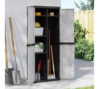 vidaXL Armario de almacenaje exterior PP gris y negro 65x37x165 cm