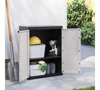 vidaXL Armario de Almacenaje Exterior, Armario con Cerradura, Almacenamiento de Herramientas, Armario para Jardín Terraza, PP Gris y Negro