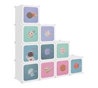 Vidaxl armario de almacenamiento infantil cube con 10 cubos, pp blanco