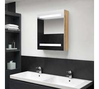 vidaXL Armario de baño con espejo LED blanco y roble 50x14x60 cm