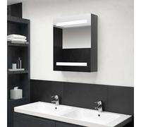 vidaXL Armario de baño con espejo LED gris brillante 50x14x60 cm