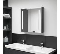 vidaXL Armario de baño con espejo LED gris brillante 62x14x60 cm