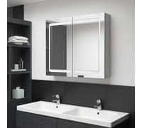 vidaXL Armario de baño con espejo LED gris hormigón 80x12x68 cm