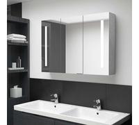 vidaXL Armario de baño con espejo LED gris hormigón 89x14x62 cm