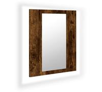 vidaXL Armario de baño con espejo LED - Mueble de pared con almacenaje, roble ahumado
