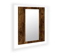 vidaXL Armario de baño con espejo LED - Mueble de pared con almacenaje, roble ahumado
