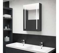 vidaXL Armario de baño con espejo LED negro brillante 50x13x70 cm