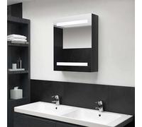 vidaXL Armario de baño con espejo LED negro brillante 50x14x60 cm