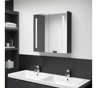 vidaXL Armario de baño con espejo LED negro brillante 62x14x60 cm