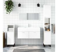 vidaXL Armario de baño con espejo madera de ingeniería blanco brillo