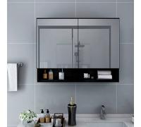 vidaXL Armario de baño con espejo negro 80x15x60 cm