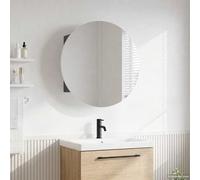 vidaXL Armario de baño con espejo redondo y LED gris 47x47x17,5 cm