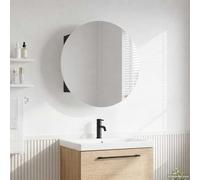 Vidaxl armario de baño con espejo redondo y led negro 47x47x17,5 cm