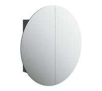 vidaXL Armario de baño con espejo redondo y LED negro 54x54x17,5 cm