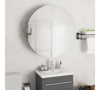 vidaXL Armario de baño con espejo redondo y LED negro 54x54x17,5 cm