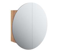 Vidaxl armario de baño con espejo redondo y led roble 40x40x17,5 cm