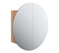 vidaXL Armario de baño con espejo redondo y LED roble 47x47x17,5 cm