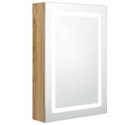 vidaXL Armario de baño con espejo y LED color 50x13x70 cm en color Roble/Gris hormigón/blanco y roble y más | almacenamiento funcional diseño moderno para baño dormitorio sala