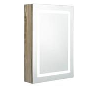 vidaXL Armario de baño con espejo y LED 50x13x70 cm – Roble/Gris hormigón/Blanco