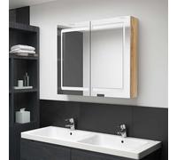 vidaXL Armario de baño con espejo y LED color roble 80x12x68 cm