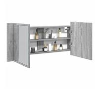 vidaXL Armario de baño con espejo y luz LED gris Sonoma 100x12x45 cm