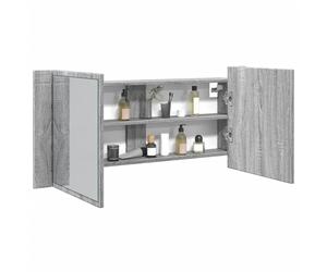 vidaXL Armario de baño con espejo y luz LED gris Sonoma 100x12x45 cm