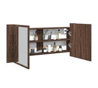 vidaXL Armario de baño con espejo y luz LED marrón roble 100x12x45 cm