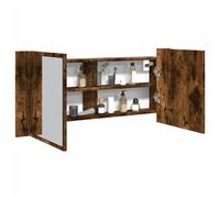 vidaXL Espejo con armario LED, color roble ahumado, 100x12x45 cm